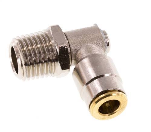 6mm x R1/4'' 90deg Elbow Push-in Fitting with Male Threads Brass NBR RotatableHigh Pressure