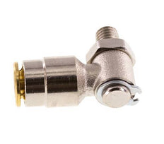 6mm x M 6 (conical) 90deg Elbow Push-in Fitting with Male Threads Brass NBR RotatableHigh Pressure