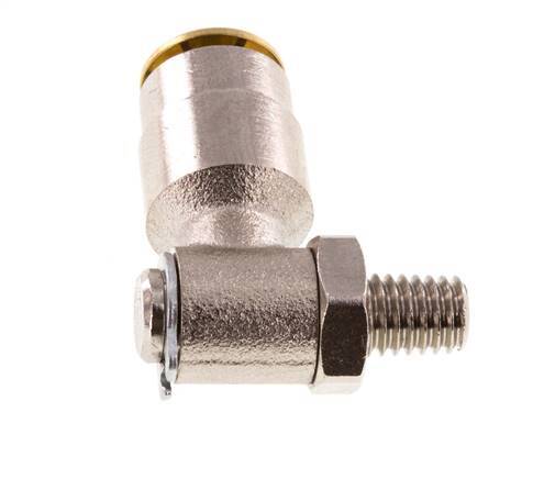 6mm x M 6 (conical) 90deg Elbow Push-in Fitting with Male Threads Brass NBR RotatableHigh Pressure