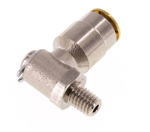 6mm x M 6 (conical) 90deg Elbow Push-in Fitting with Male Threads Brass NBR RotatableHigh Pressure