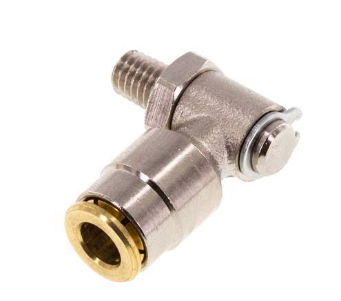6mm x M 6 (conical) 90deg Elbow Push-in Fitting with Male Threads Brass NBR RotatableHigh Pressure
