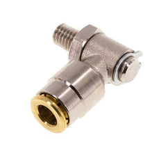 6mm x M 6 (conical) 90deg Elbow Push-in Fitting with Male Threads Brass NBR RotatableHigh Pressure