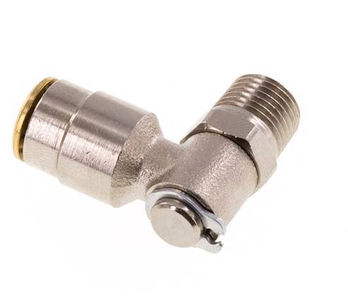6mm x M 10 x 1 (conical) 90deg Elbow Push-in Fitting with Male Threads Brass NBR RotatableHigh Pressure