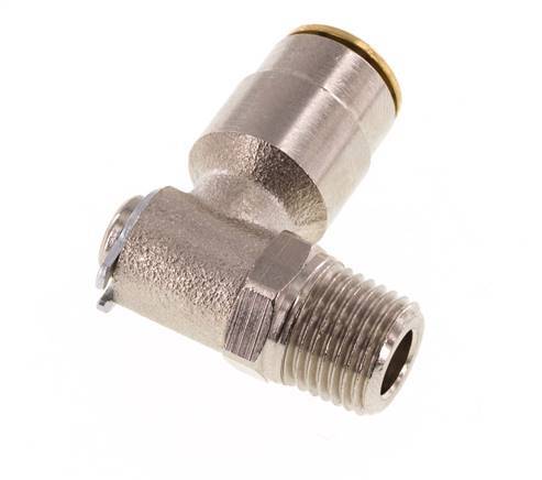 6mm x M 10 x 1 (conical) 90deg Elbow Push-in Fitting with Male Threads Brass NBR RotatableHigh Pressure