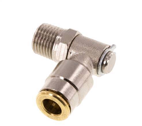6mm x M 10 x 1 (conical) 90deg Elbow Push-in Fitting with Male Threads Brass NBR RotatableHigh Pressure