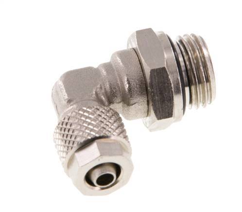 6x4 & G1/4'' Nickel plated Brass Elbow Push-on Fitting with Male Threads NBR Rotatable [2 Pieces]