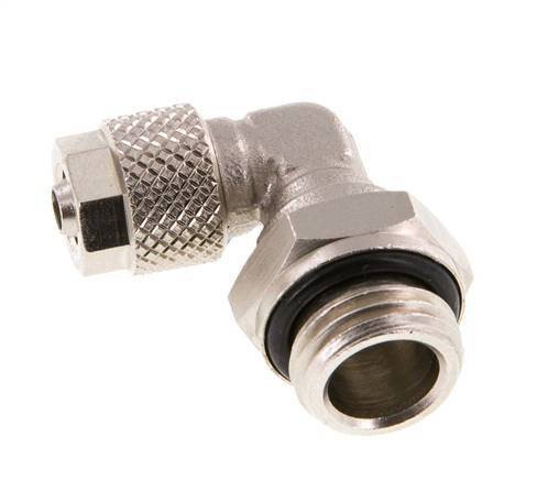 6x4 & G1/4'' Nickel plated Brass Elbow Push-on Fitting with Male Threads NBR Rotatable [2 Pieces]