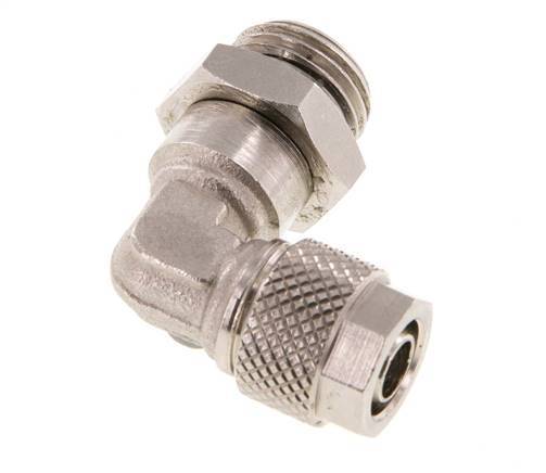 8x6 & G1/4'' Nickel plated Brass Elbow Push-on Fitting with Male Threads NBR Rotatable [2 Pieces]