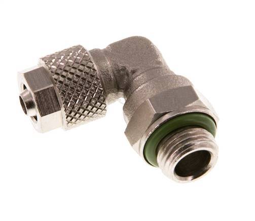 6x4 & G1/8'' Nickel plated Brass Elbow Push-on Fitting with Male Threads FKM Rotatable [2 Pieces]