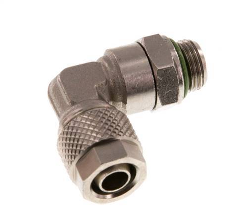 8x6 & G1/8'' Nickel plated Brass Elbow Push-on Fitting with Male Threads FKM Rotatable [2 Pieces]