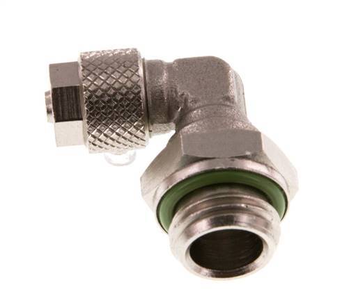 6x4 & G1/4'' Nickel plated Brass Elbow Push-on Fitting with Male Threads FKM Rotatable [2 Pieces]
