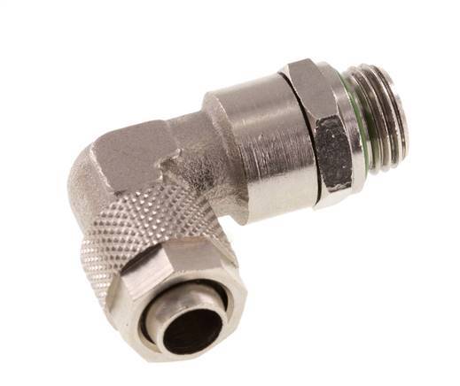 10x8 & G1/4'' Nickel plated Brass Elbow Push-on Fitting with Male Threads FKM Rotatable