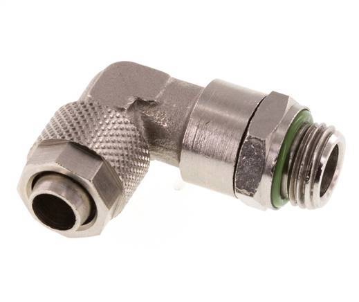 10x8 & G1/4'' Nickel plated Brass Elbow Push-on Fitting with Male Threads FKM Rotatable