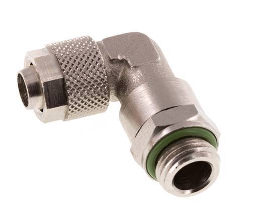10x8 & G1/4'' Nickel plated Brass Elbow Push-on Fitting with Male Threads FKM Rotatable