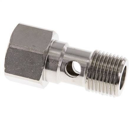 1-way nickel-plated Brass Banjo Bolt with G1/2'' Male and Female Threads L37mm