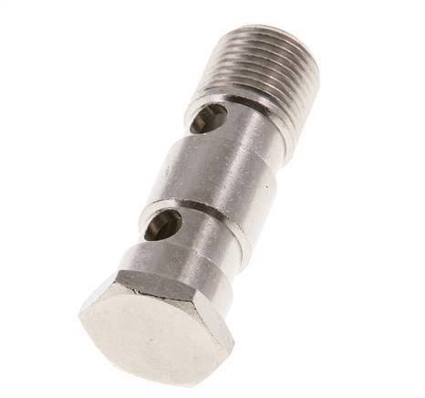2-way nickel-plated Brass Banjo Bolt with G1/2'' Male Threads L62.5mm
