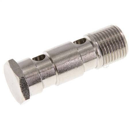 2-way nickel-plated Brass Banjo Bolt with G1/2'' Male Threads L62.5mm