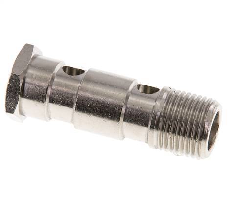 2-way nickel-plated Brass Banjo Bolt with G1/2'' Male Threads L62.5mm
