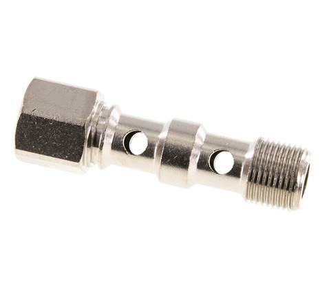 2-way nickel-plated Brass Banjo Bolt with G3/8'' Male and Female Threads L53.8mm