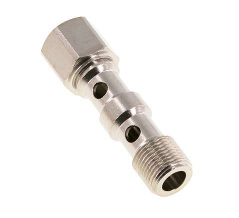 2-way nickel-plated Brass Banjo Bolt with G3/8'' Male and Female Threads L53.8mm