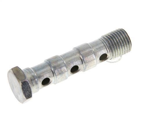 3-way zinc plated Steel Banjo Bolt with G1/4'' Male Threads L57mm