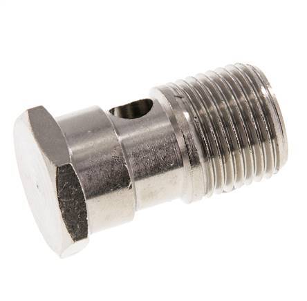 1-way nickel-plated Brass Banjo Bolt with G1/2'' Male Threads L37.3mm