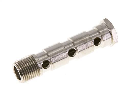 3-way nickel-plated Brass Banjo Bolt with G1/2'' Male Threads L89mm