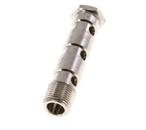 3-way nickel-plated Brass Banjo Bolt with G1/2'' Male Threads L89mm