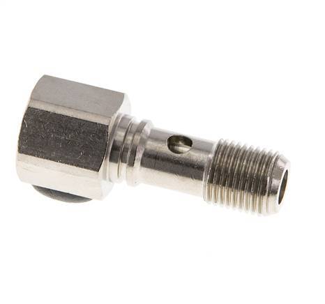 1-way nickel-plated Brass Banjo Bolt with G1/8'' Male and Female Threads L24mm [2 Pieces]