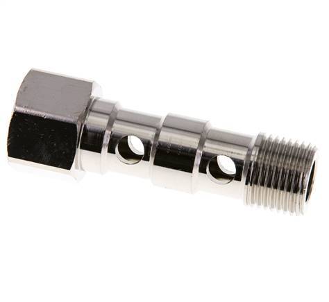 2-way nickel-plated Brass Banjo Bolt with G1/2'' Male and Female Threads L62.5mm