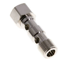 2-way nickel-plated Brass Banjo Bolt with G1/2'' Male and Female Threads L62.5mm