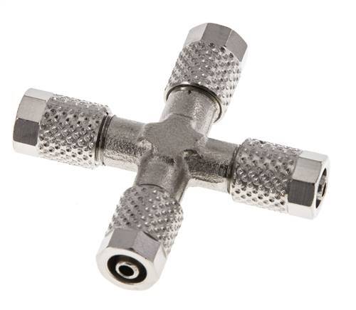 5x3 Nickel plated Brass Cross Push-on Fitting