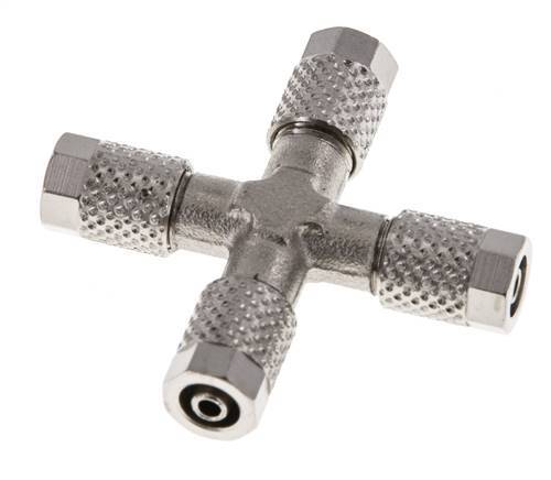5x3 Nickel plated Brass Cross Push-on Fitting