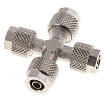 6x4 Nickel plated Brass Cross Push-on Fitting