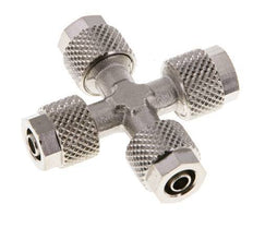 6x4 Nickel plated Brass Cross Push-on Fitting