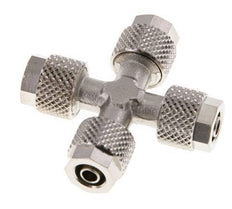 6x4 Nickel plated Brass Cross Push-on Fitting
