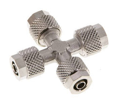 6x4 Nickel plated Brass Cross Push-on Fitting
