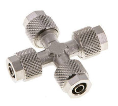 6x4 Nickel plated Brass Cross Push-on Fitting