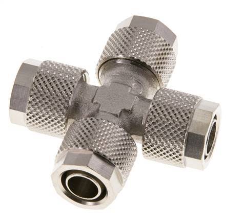 10x8 Nickel plated Brass Cross Push-on Fitting