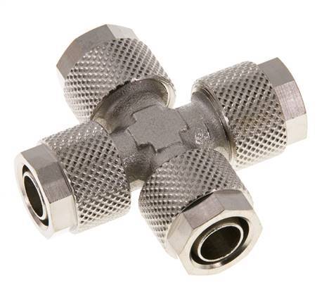 10x8 Nickel plated Brass Cross Push-on Fitting