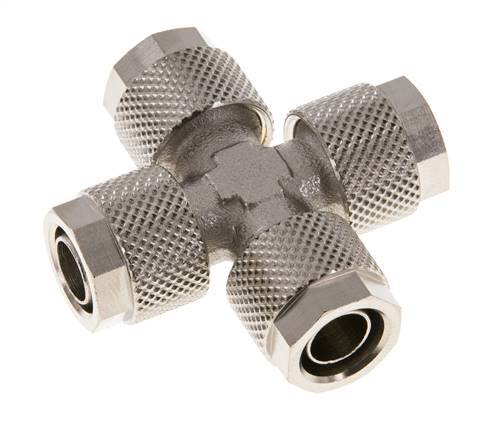 10x8 Nickel plated Brass Cross Push-on Fitting