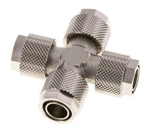 12x10 Nickel plated Brass Cross Push-on Fitting