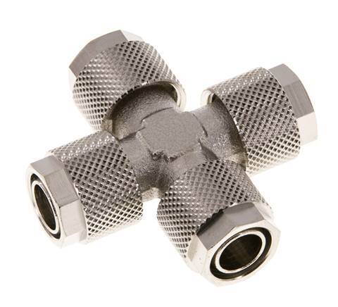 12x10 Nickel plated Brass Cross Push-on Fitting