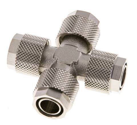 12x10 Nickel plated Brass Cross Push-on Fitting