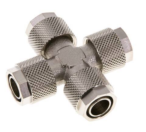 12x10 Nickel plated Brass Cross Push-on Fitting