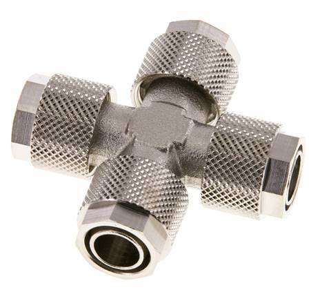 12x10 Nickel plated Brass Cross Push-on Fitting