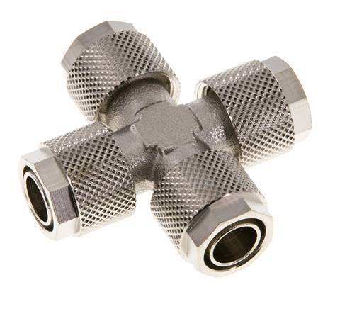 12x10 Nickel plated Brass Cross Push-on Fitting