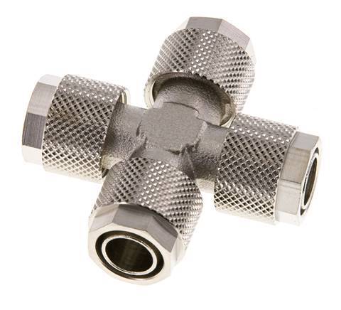 12x10 Nickel plated Brass Cross Push-on Fitting