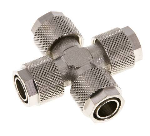 12x10 Nickel plated Brass Cross Push-on Fitting