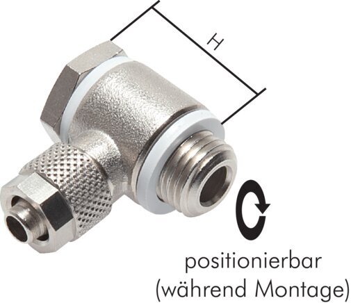 4.3x3 & G1/8'' Nickel plated Brass Banjo Push-on Fitting with Male Threads with O-ring Rotatable [10 Pieces]
